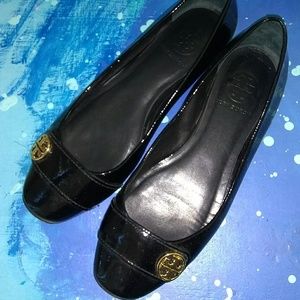 Tory Burch shiny black leather flats